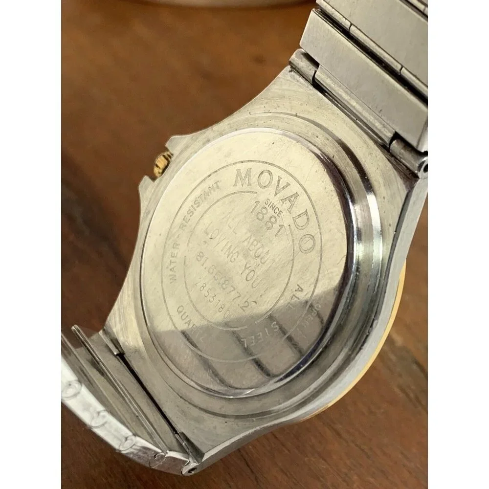 Movado Men's Watch 81.65.877.2 Swiss Quartz White Dial Two Tone Stainless Steel
